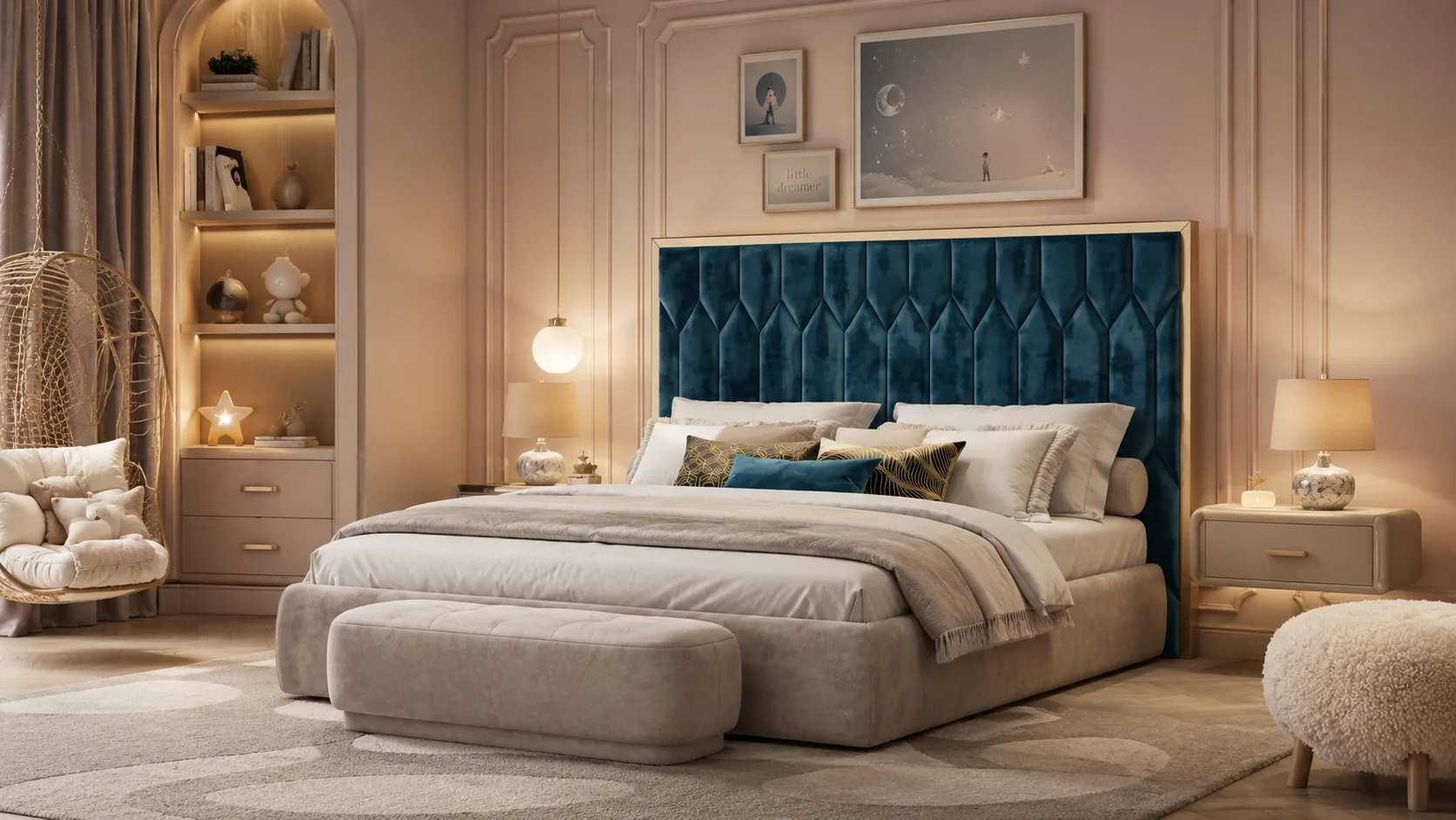 Patul Royal Velvet în ambianță, imagine de prezentare din catalogul HMC