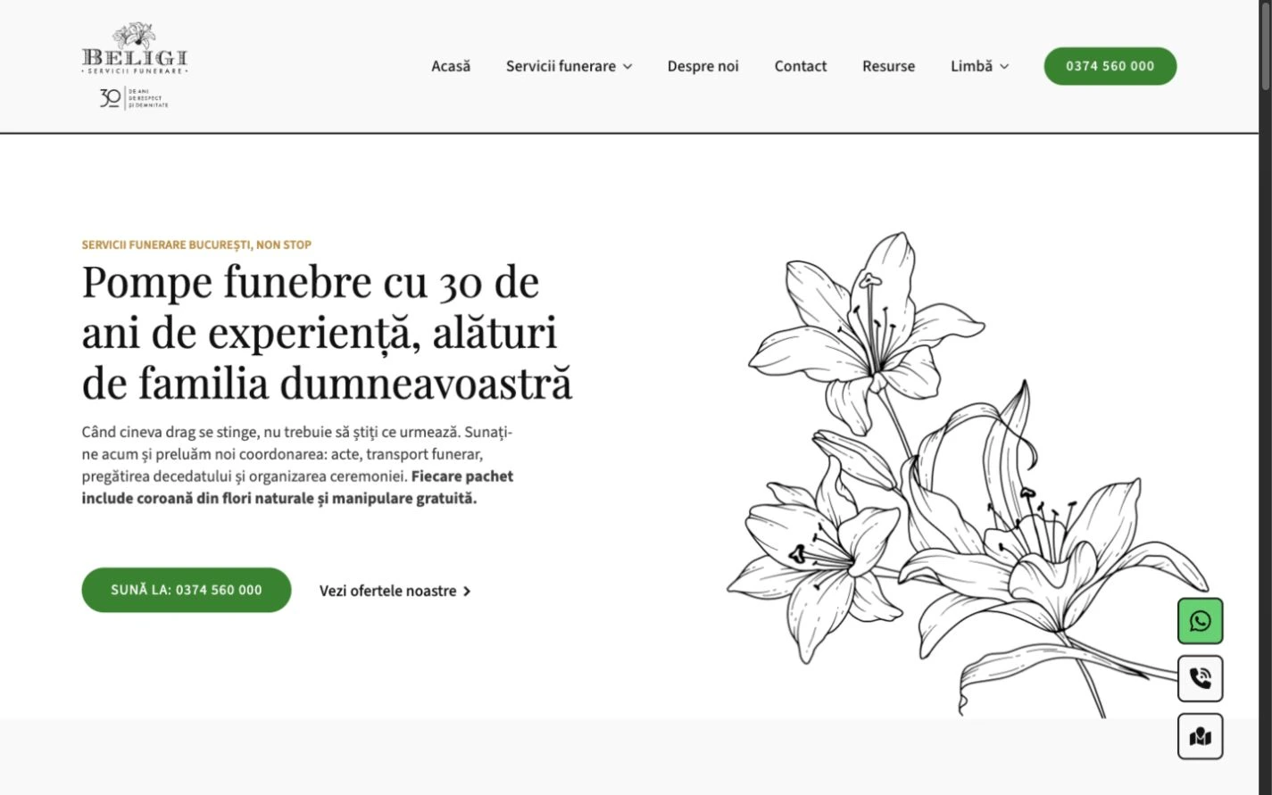 Site-ul Beligi, versiunea desktop