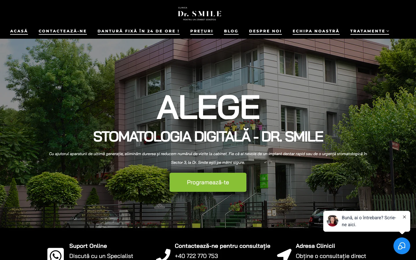 Site-ul Dr. Smile, versiunea desktop