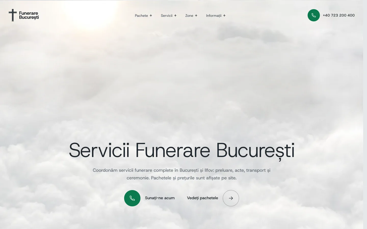 Site-ul Funerare București, versiunea desktop