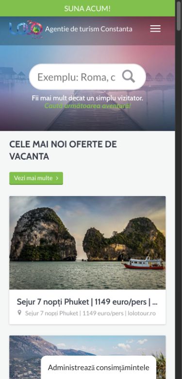 Site-ul Lolo Tour, versiunea mobilă