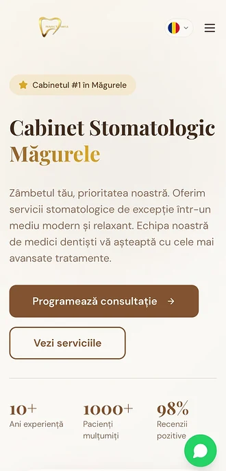 Site-ul Perfect Smile Glim, versiunea mobilă